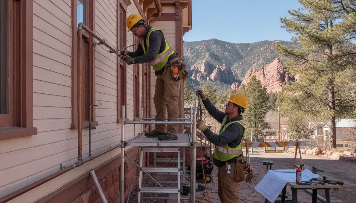 Plumber repairing a pipe in Colorado Springs, CO for residential plumbing service
