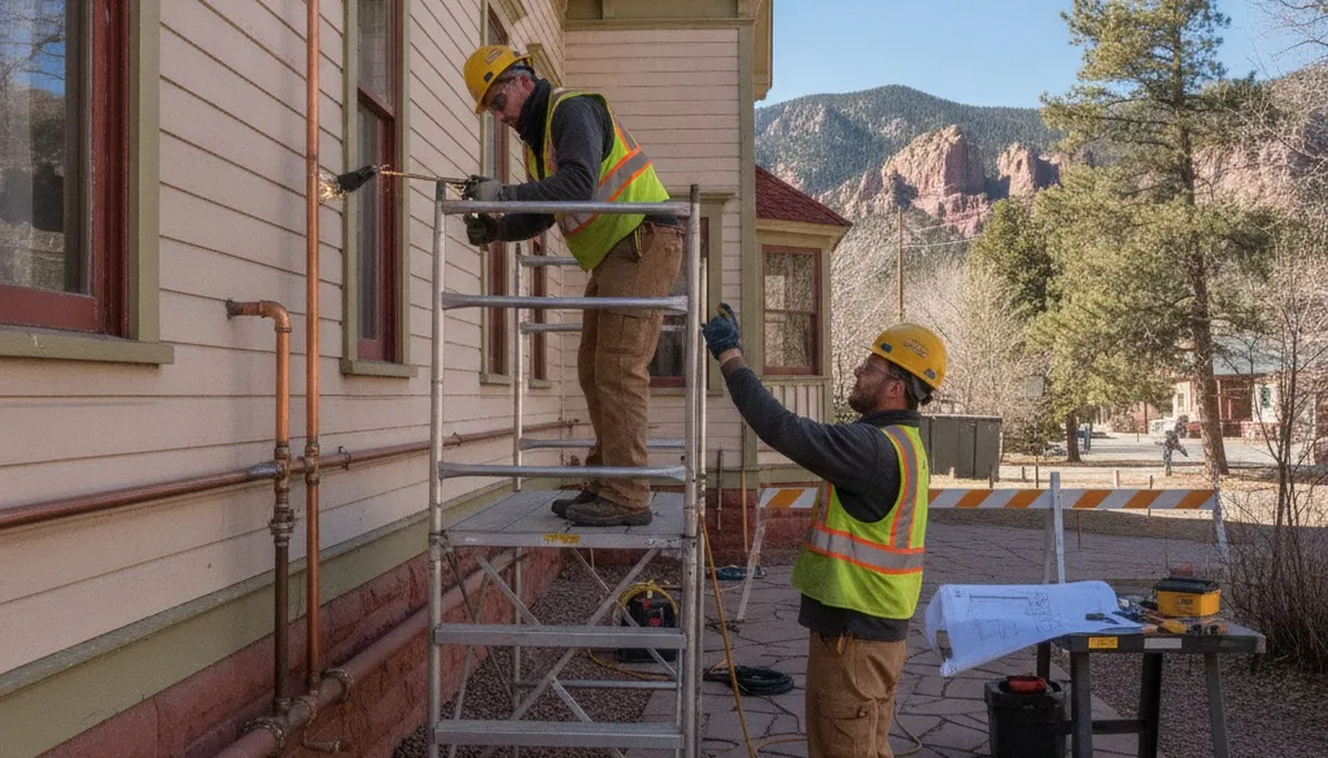 Plumber repairing a pipe in Colorado Springs, CO for residential plumbing service