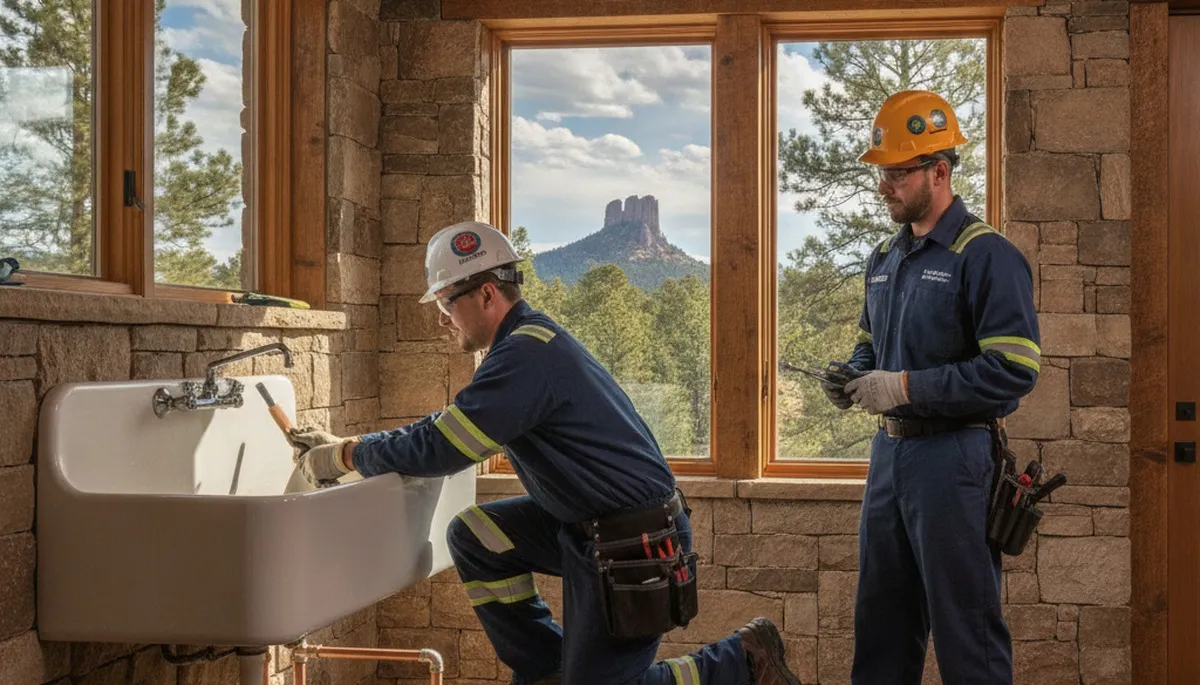 Plumber repairing a pipe in Colorado Springs, CO for a plumbing repair service