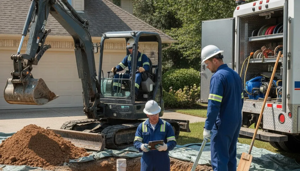 Septic repair technician servicing a Colorado Springs, CO home system