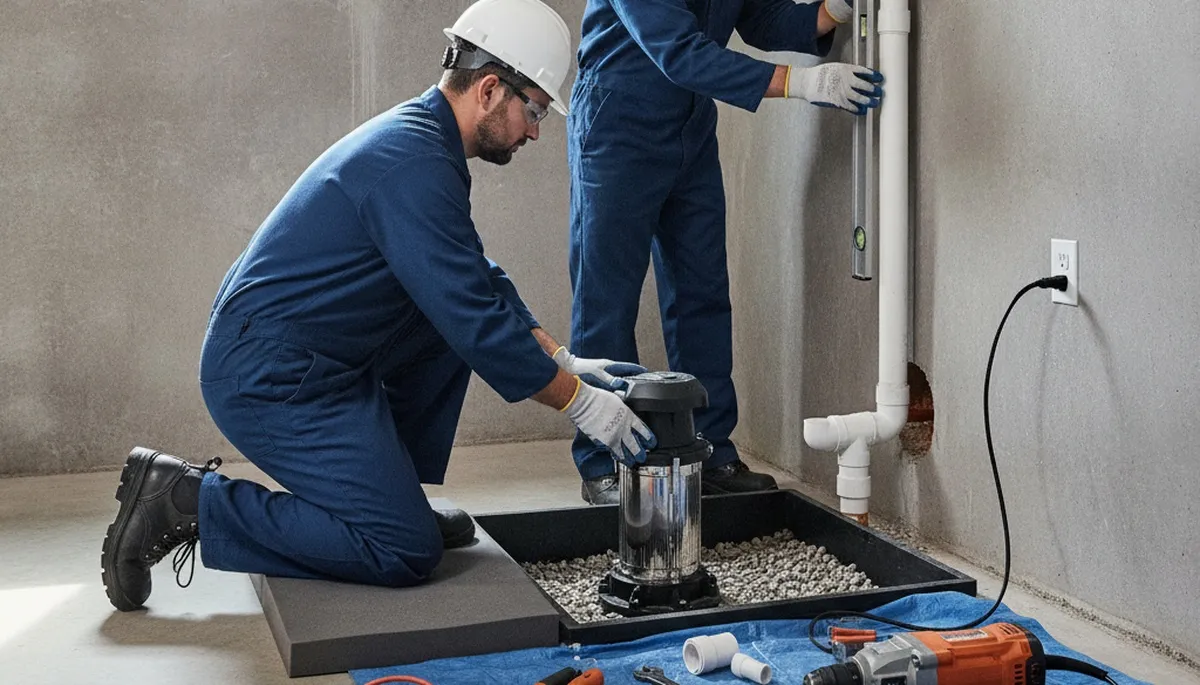 Sump pump installation in Colorado Springs, CO for basement flood protection